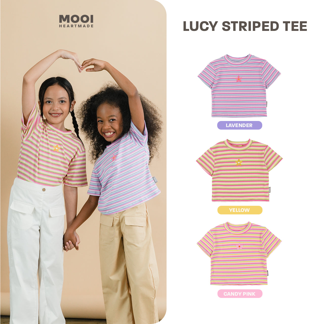 Mooi Atasan Anak Perempuan Lucy Rib Striped Tee