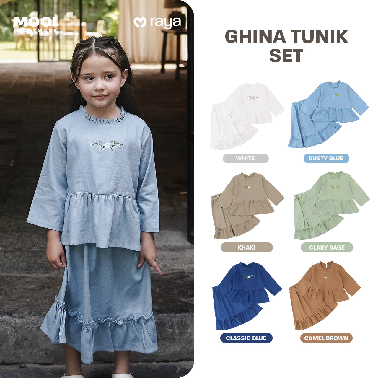 Mooi Setelan Anak Perempuan Raya Collection Ghina Tunik Set