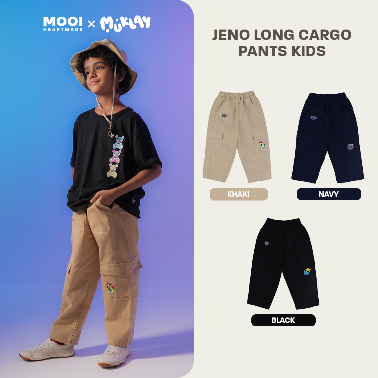 Mooi X Muklay Celana Panjang Cargo Anak Jeno Long Cargo Pants Kids