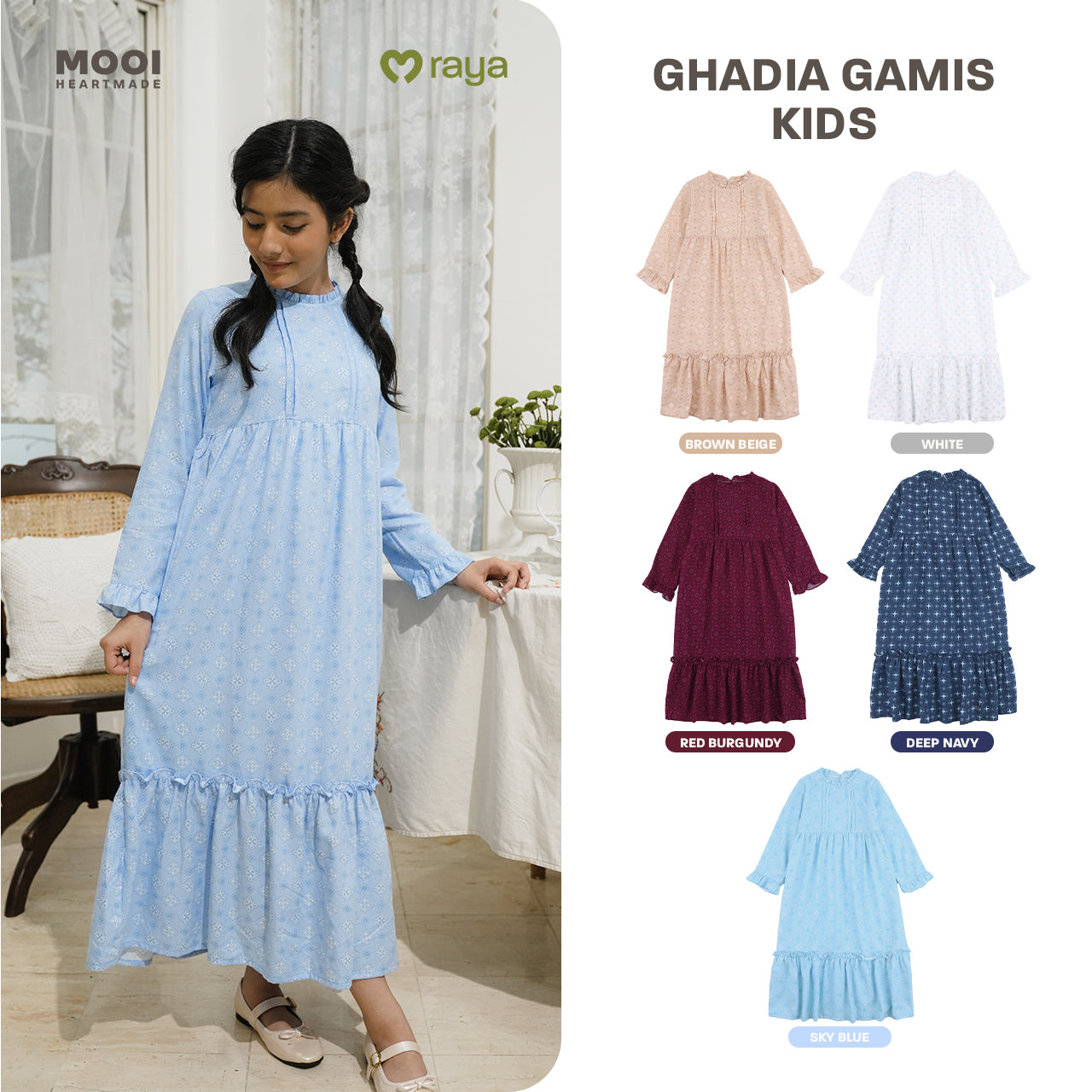 Mooi Dress Anak Gamis Anak Perempuan Raya Collection Ghadia Gamis Sandya Series