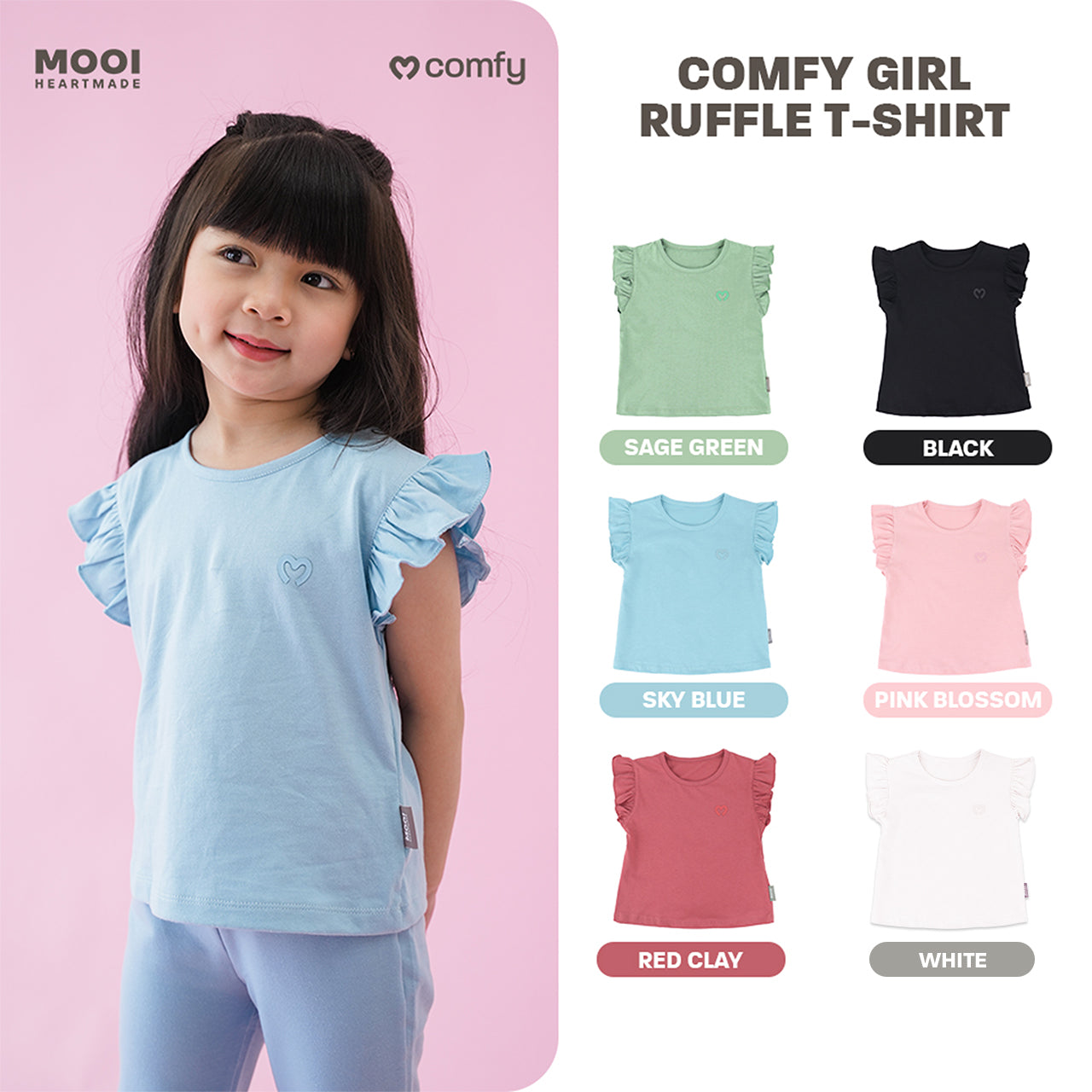 Mooi Atasan Anak Perempuan Comfy Girls Ruffle T-shirt