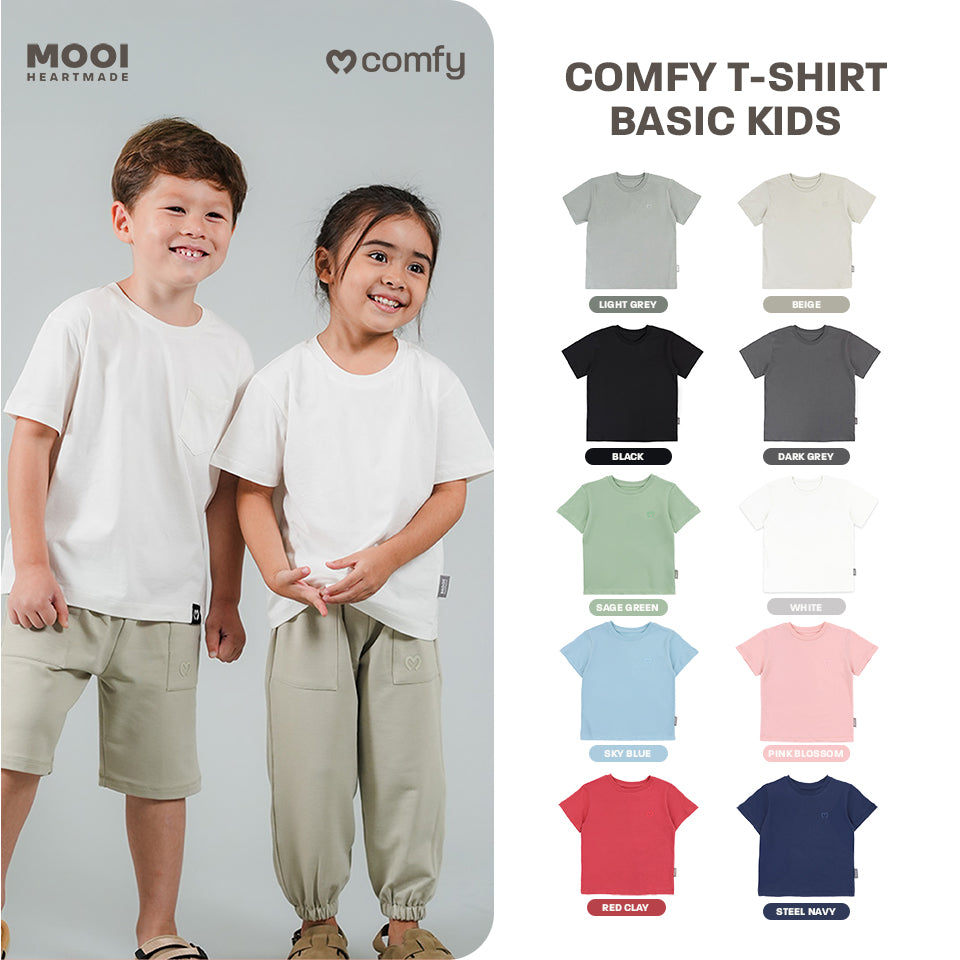 Mooi Kaos Anak Unisex Laki Laki Perempuan Comfy T-Shirt Basic Kids