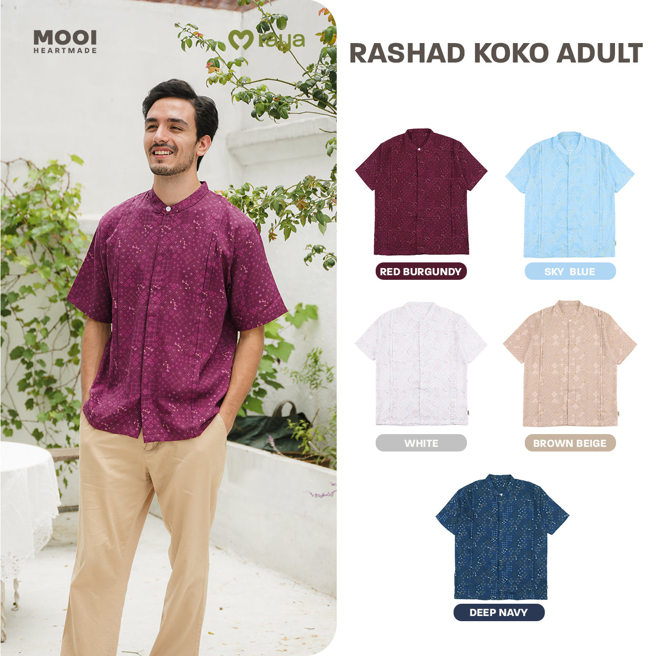 Mooi Atasan Pria Kemeja Pria Raya Collection Rashad Koko Adult Zeina Series
