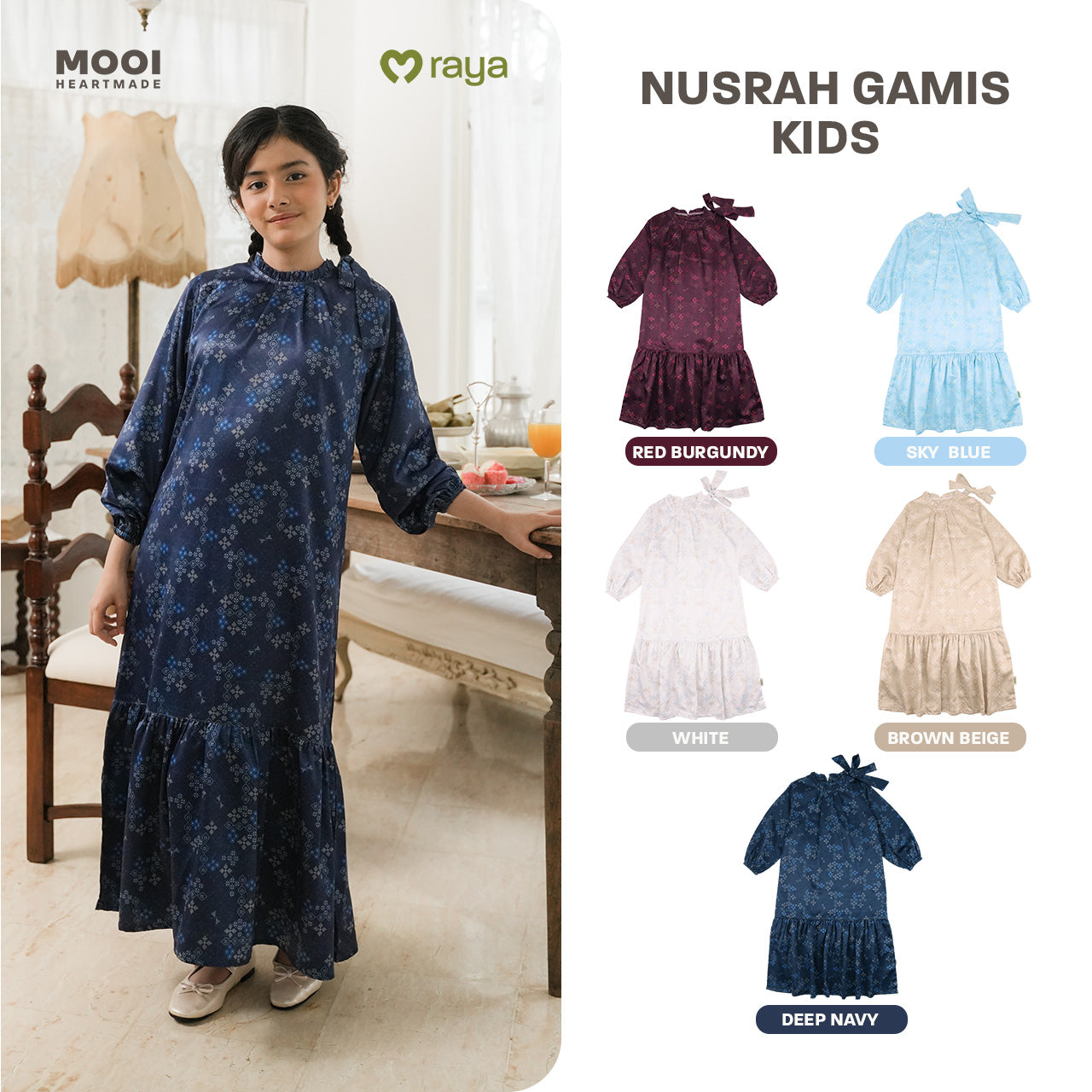 Mooi Dress Anak Gamis Anak Perempuan Raya Collection Nusrah Gamis Nawasena Series