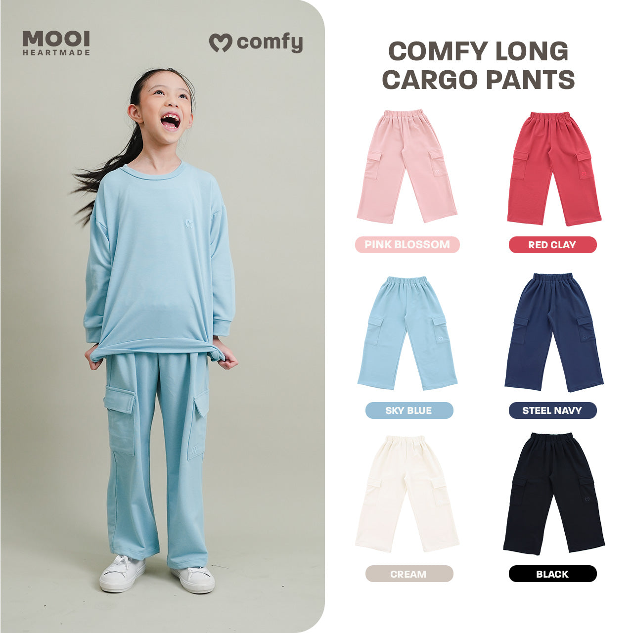 Mooi Celana Panjang Anak Perempuan Comfy Long Cargo Pants