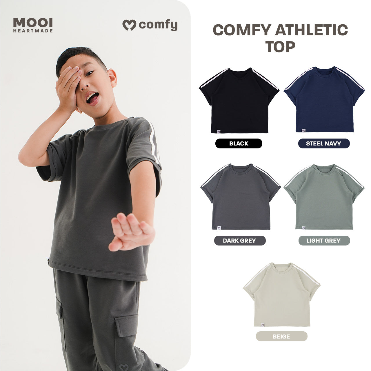 Mooi Kaos Anak Laki-Laki Comfy Athletic Top
