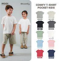 Mooi Kaos Anak Pocket Unisex Comfy T-Shirt Pocket Kids