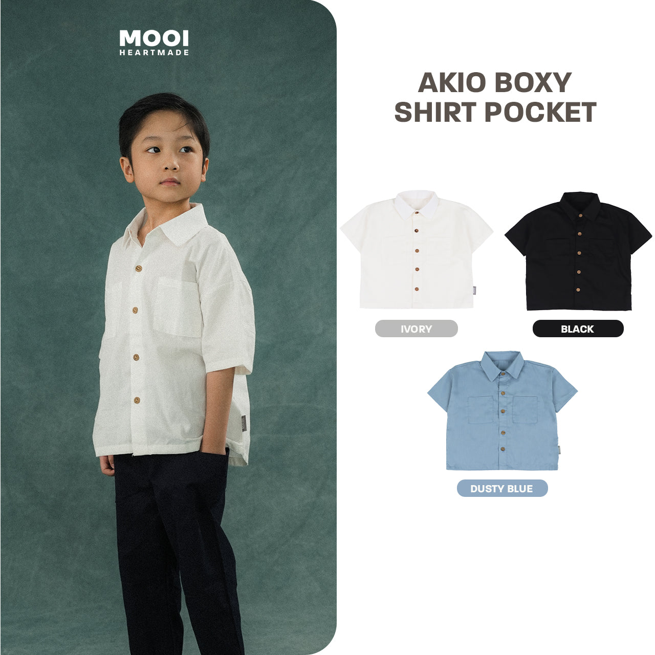 Mooi Kemeja Anak Laki-laki Akio Boxy Shirt Pocket