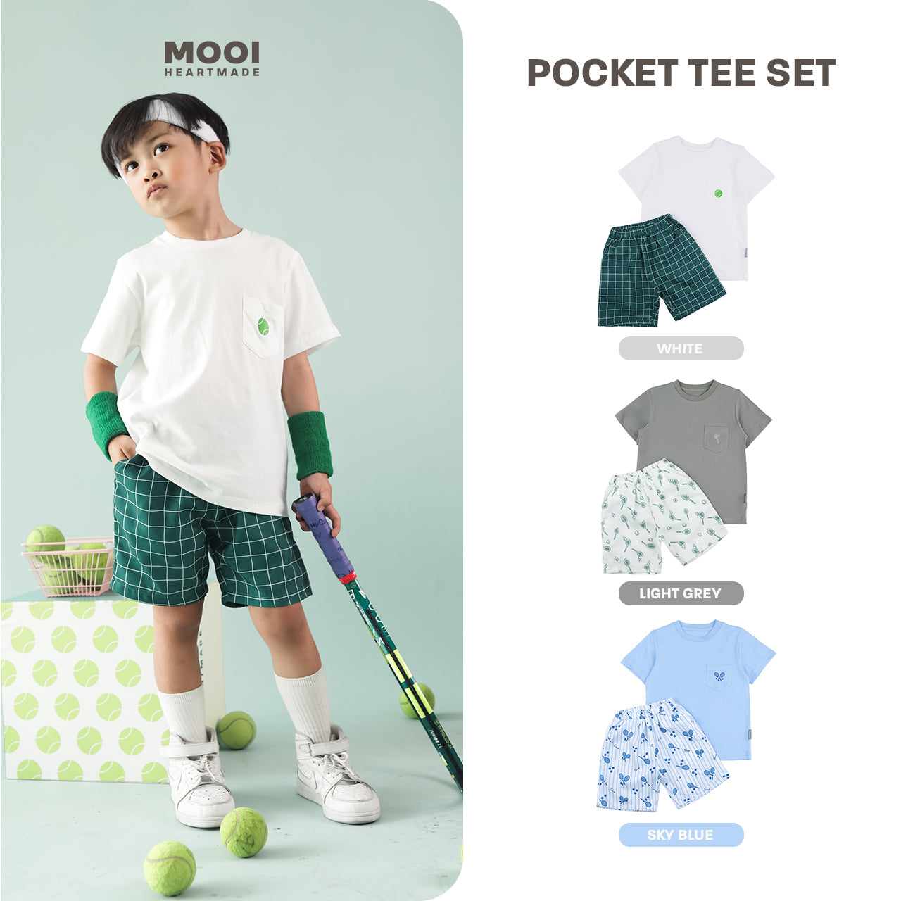Mooi Setelan Anak Kaos Anak Tshirt Pocket Tee Set