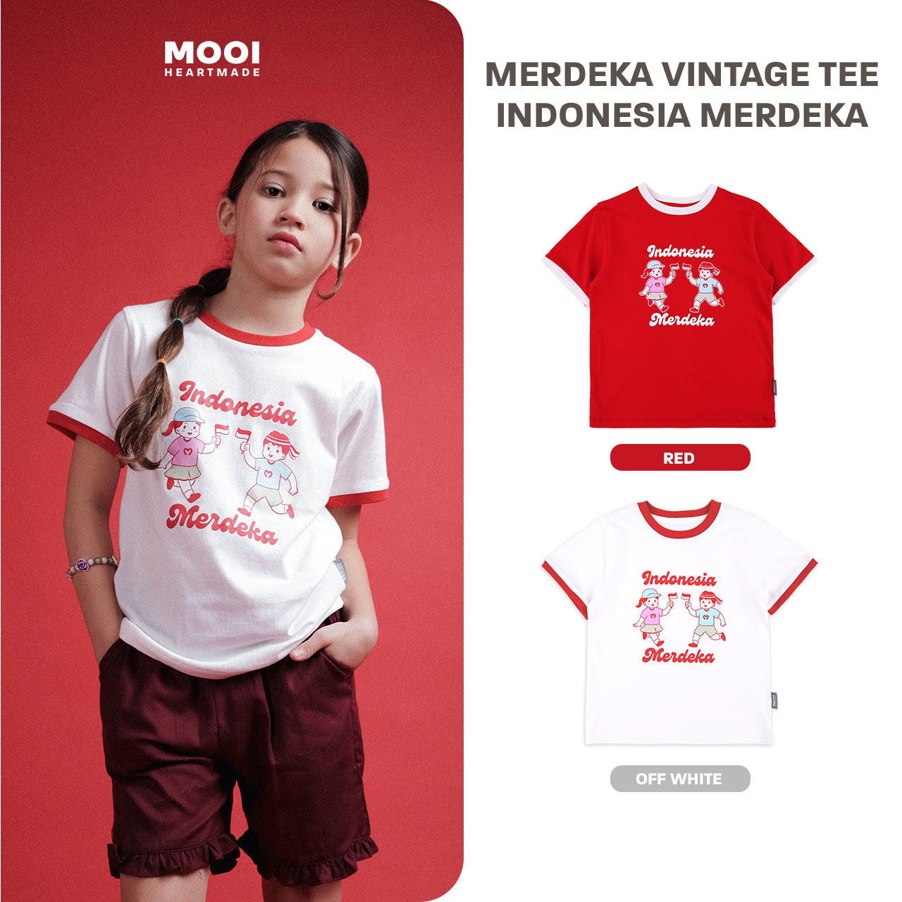 Mooi Merdeka Kaos Kemerdekaan 17 Agustus T-shirt Anak Merdeka Vintage Tee Indonesia Merdeka