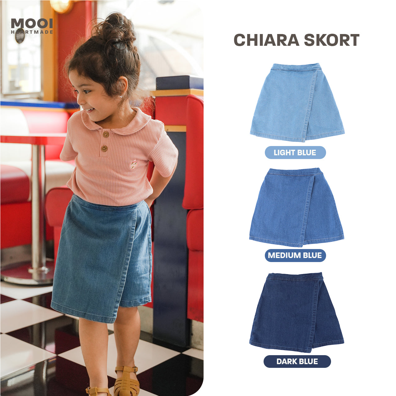 Mooi Rok Celana Skort Jeans Anak Chiara Denim Skort