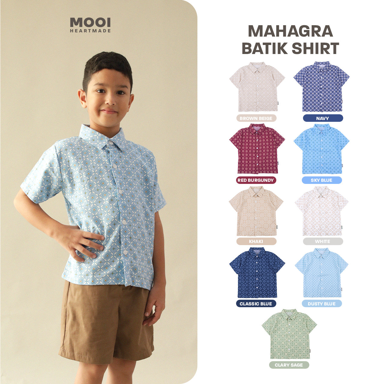 Mooi Atasan Batik Kemeja Anak Laki-Laki Mahagra Batik Shirt
