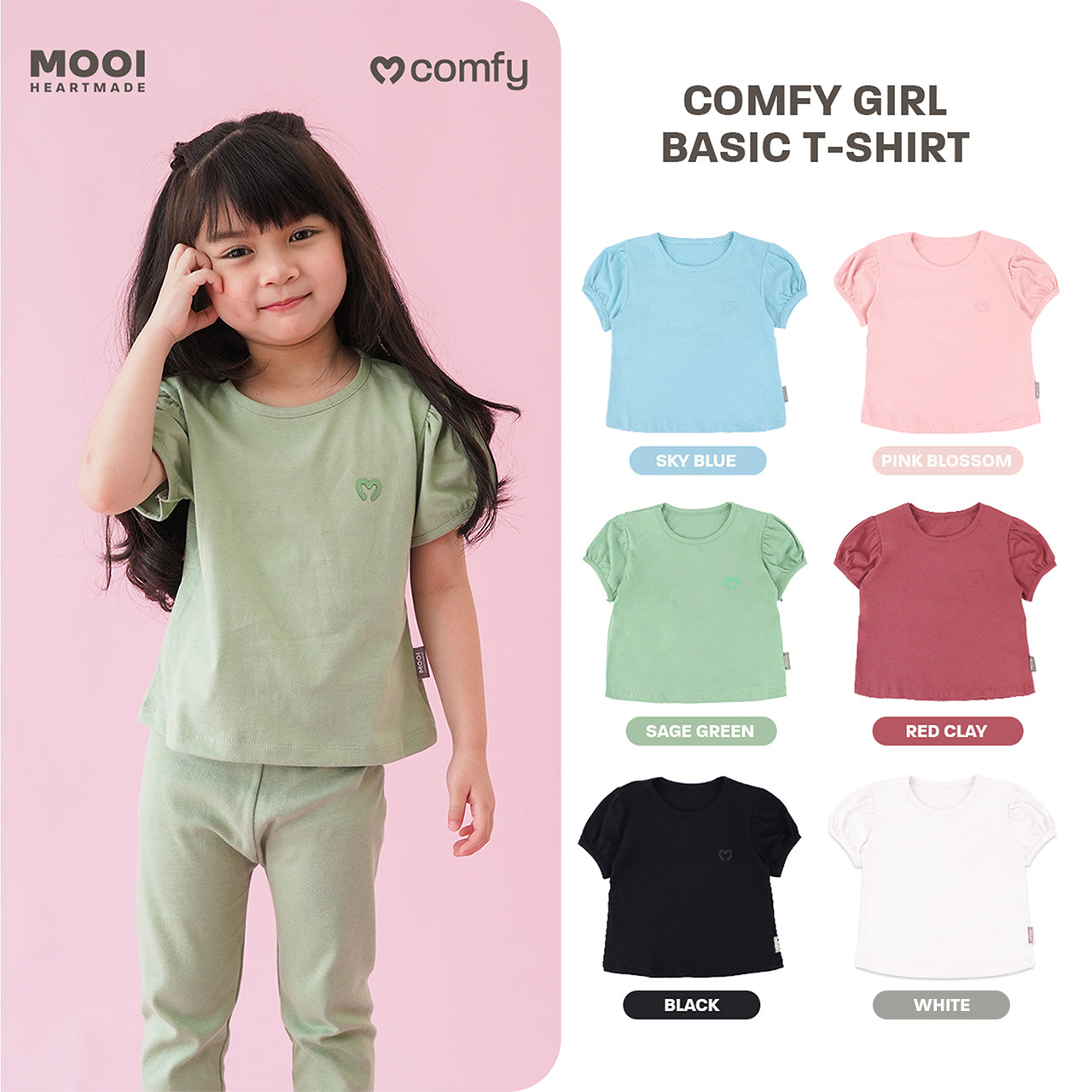 Mooi Kaos Anak Perempuan Comfy Girls Basic T-shirt