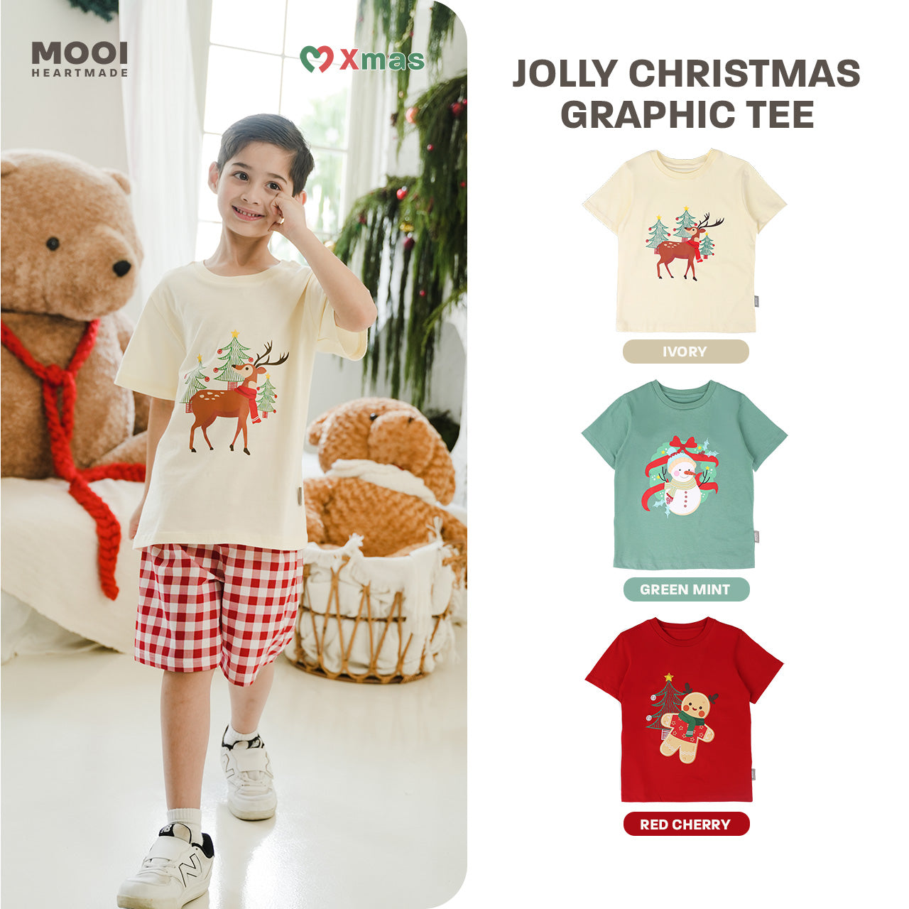 Mooi Kaos Anak Laki-Laki Christmas Collection Jolly Christmas Graphic Tee