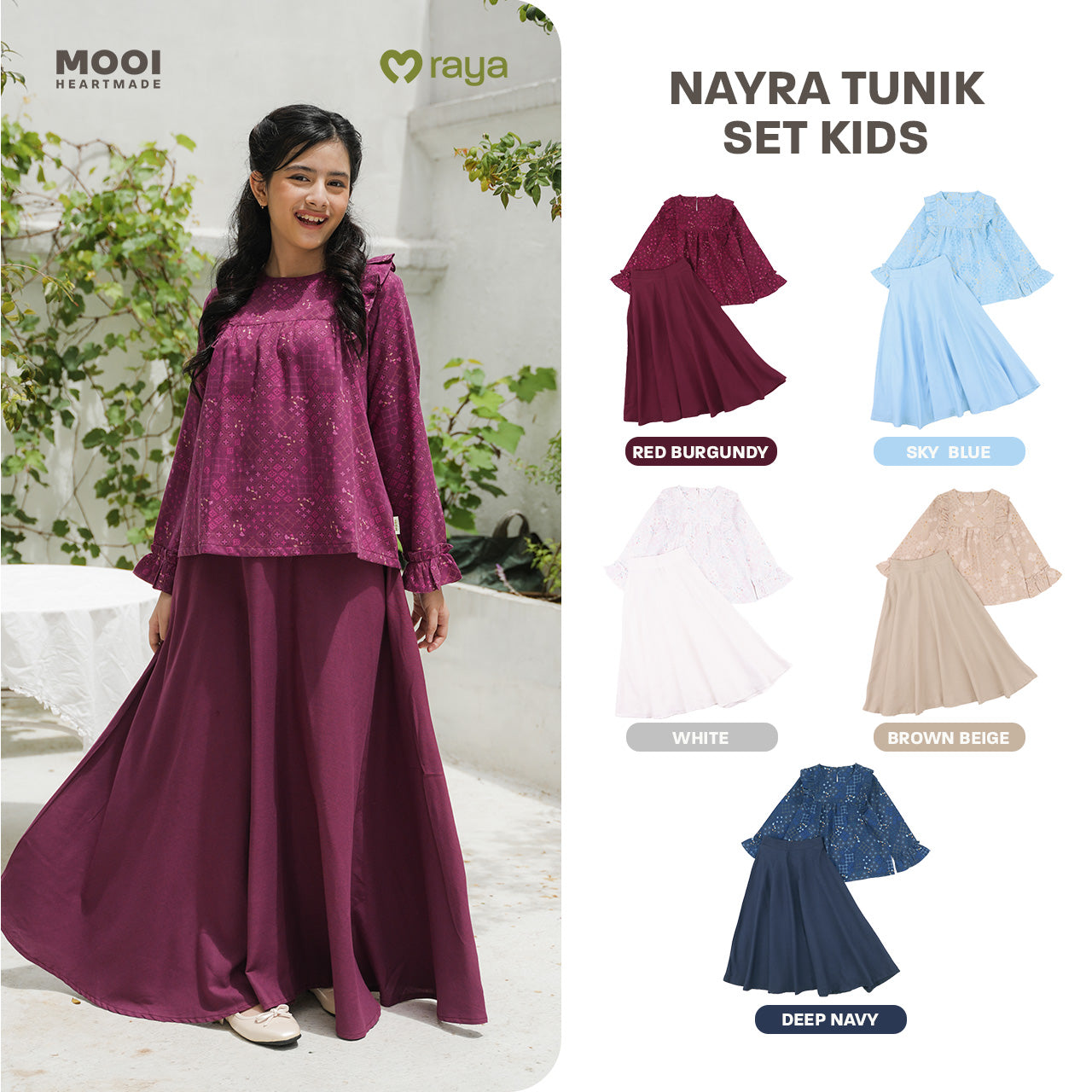 Mooi Setelan Anak Perempuan Raya Collection Nayra Tunik Set Zeina Series