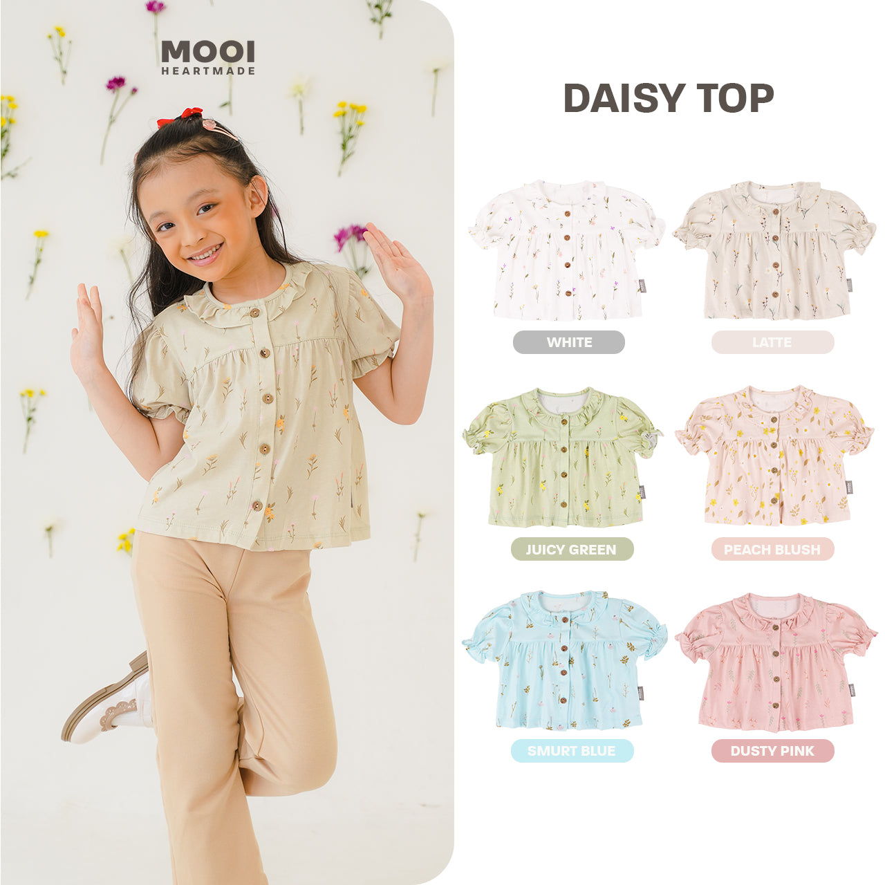 Mooi Atasan Anak Perempuan Daisy Top