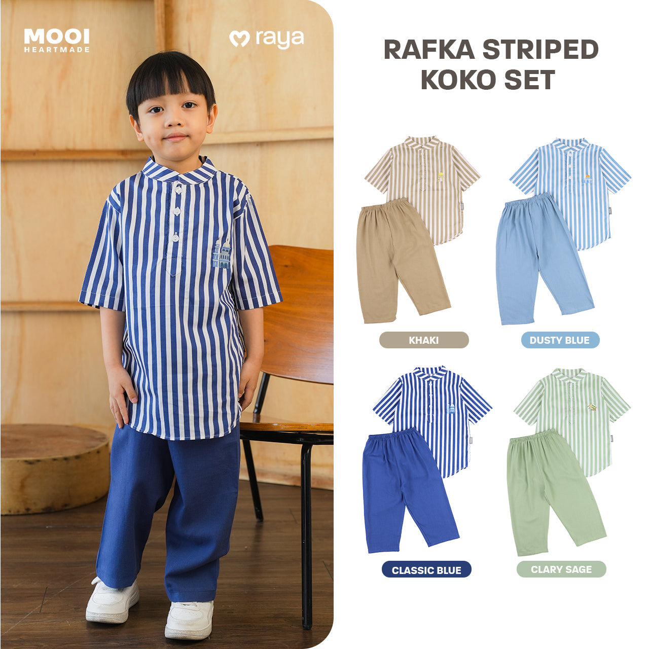 Mooi Rafka Striped Koko Set Setelan Koko Anak