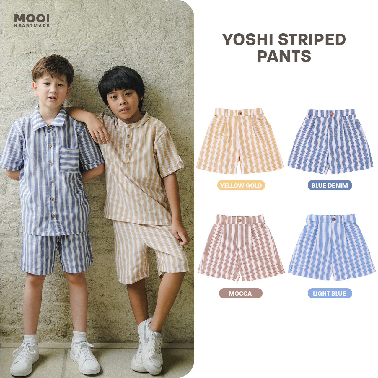 Mooi Celana Pendek Anak Laki-laki Yoshi Striped Pants
