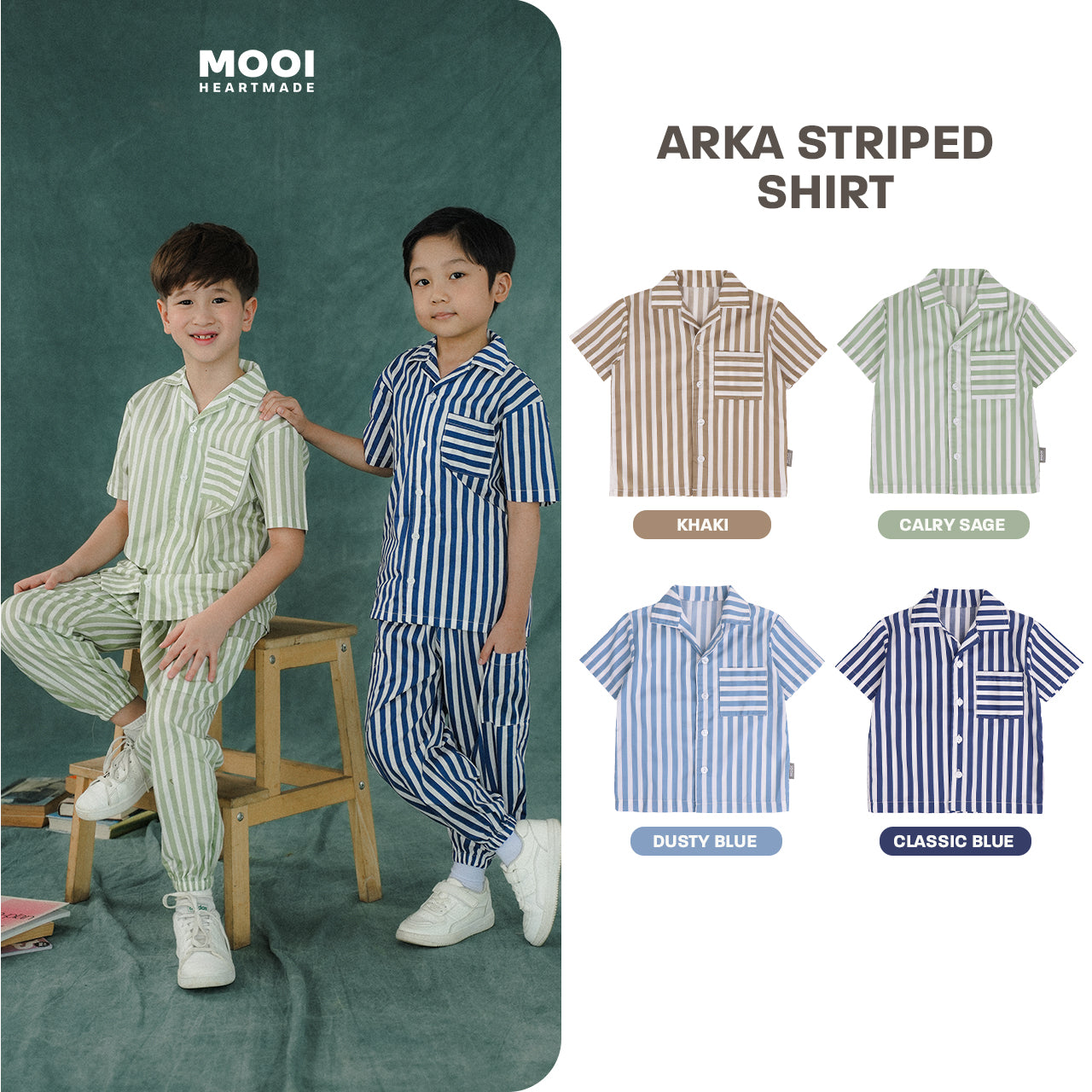 Mooi Kemeja Anak Laki-laki Arka Striped Shirt