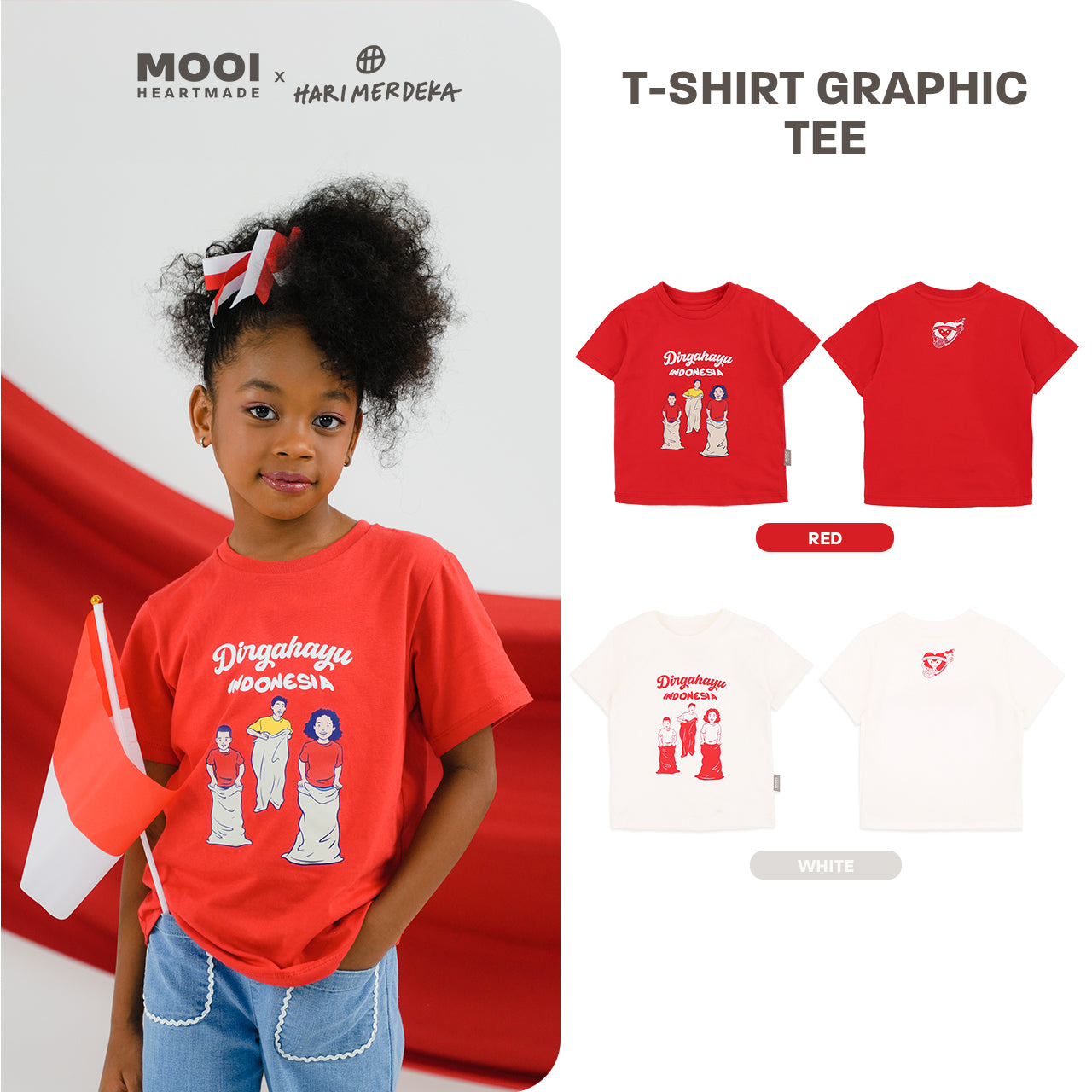 Mooi x Hari Merdeka Kaos Kemerdekaan Anak T-shirt Anak Dirgahayu Indonesia