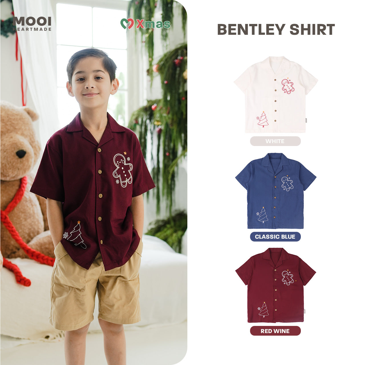Mooi Kemeja Anak Laki-laki Christmas Collection Bentley Shirt