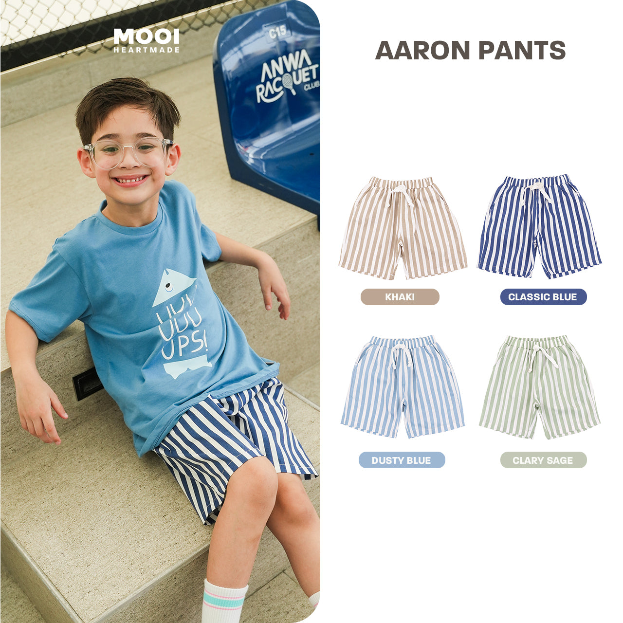 Mooi Celana Pendek Anak Laki-laki Aaron Striped Pants