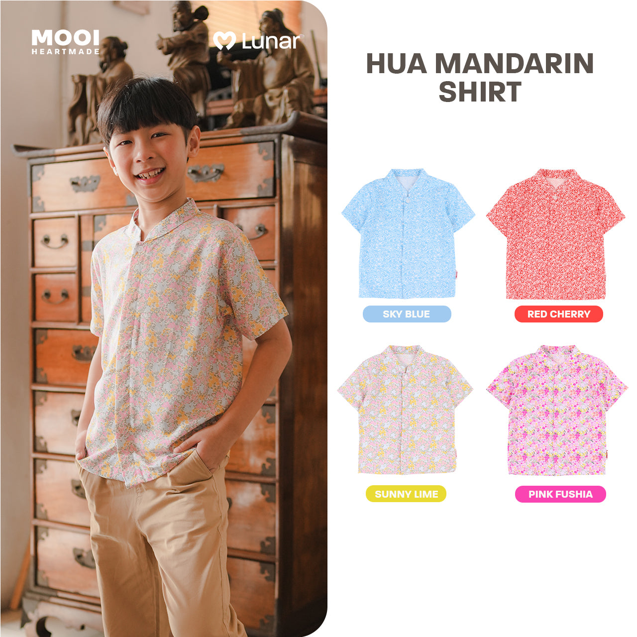Mooi Kemeja Anak Laki-Laki Lunar Collection Hua Mandarin Shirt