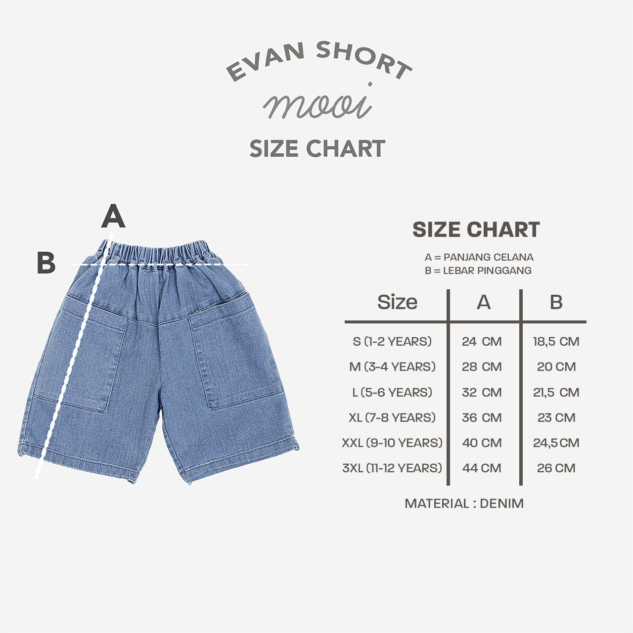 Mooi Celana Jeans Pendek Anak Laki Laki Evan Denim Short Cowok