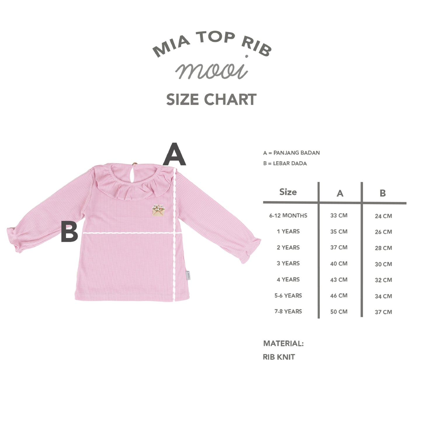 Mooi Atasan Anak Perempuan Mia Top Rib V1