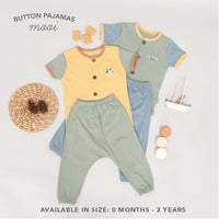 Mooi Setelan Piyama Bayi Tricolor Button Pajamas
