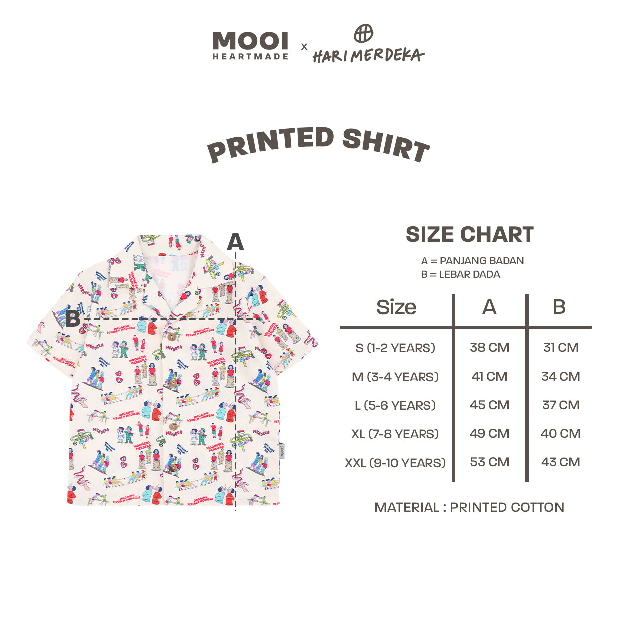 Mooi x Hari Merdeka Kaos Kemerdekaan Kemeja Anak Printed Shirt