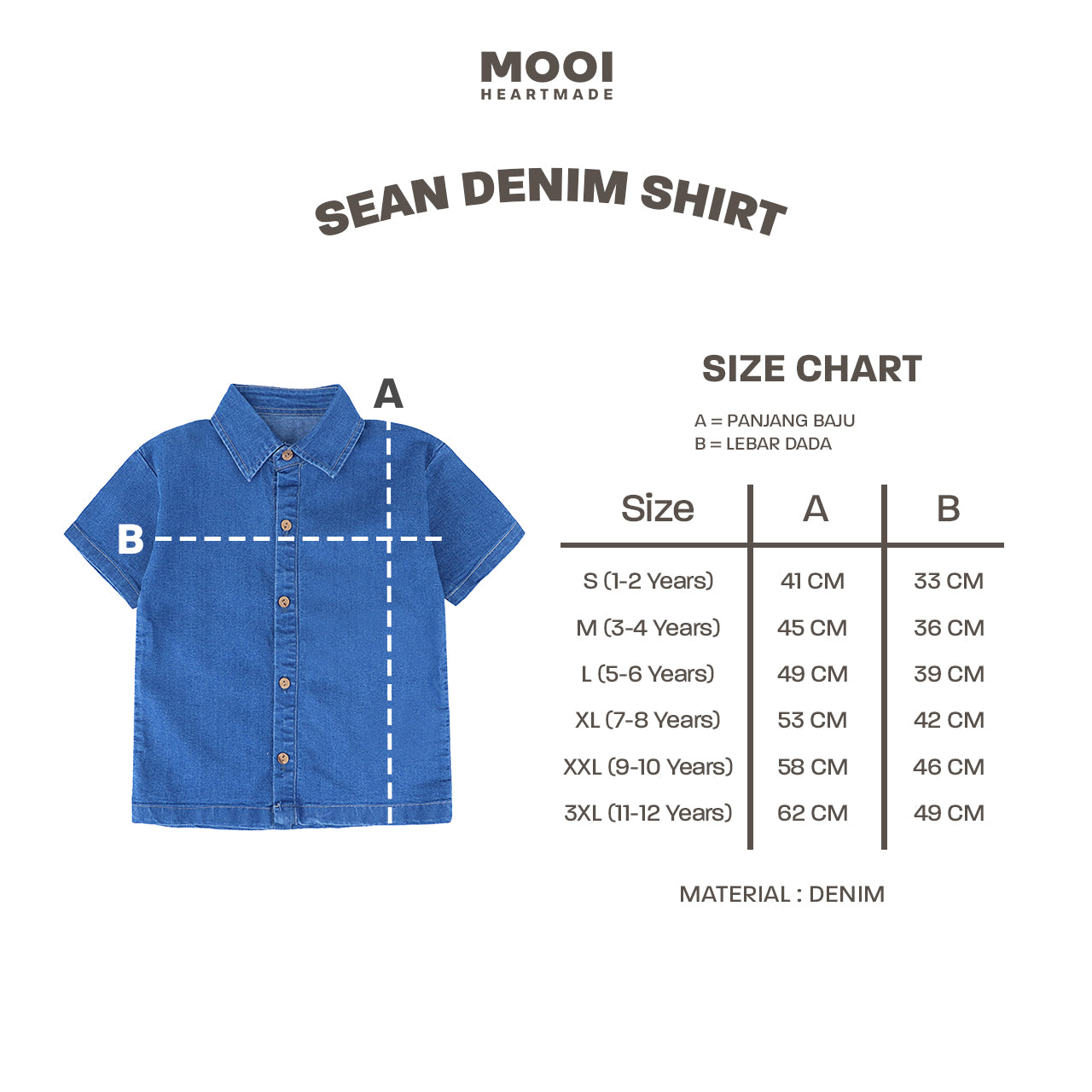 Mooi Kemeja Jeans Anak Sean Denim Shirt