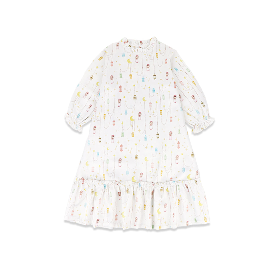 Mooi x Nussa Rarra Gamis Print Dress Anak Gamis Anak Perempuan Raya Collection