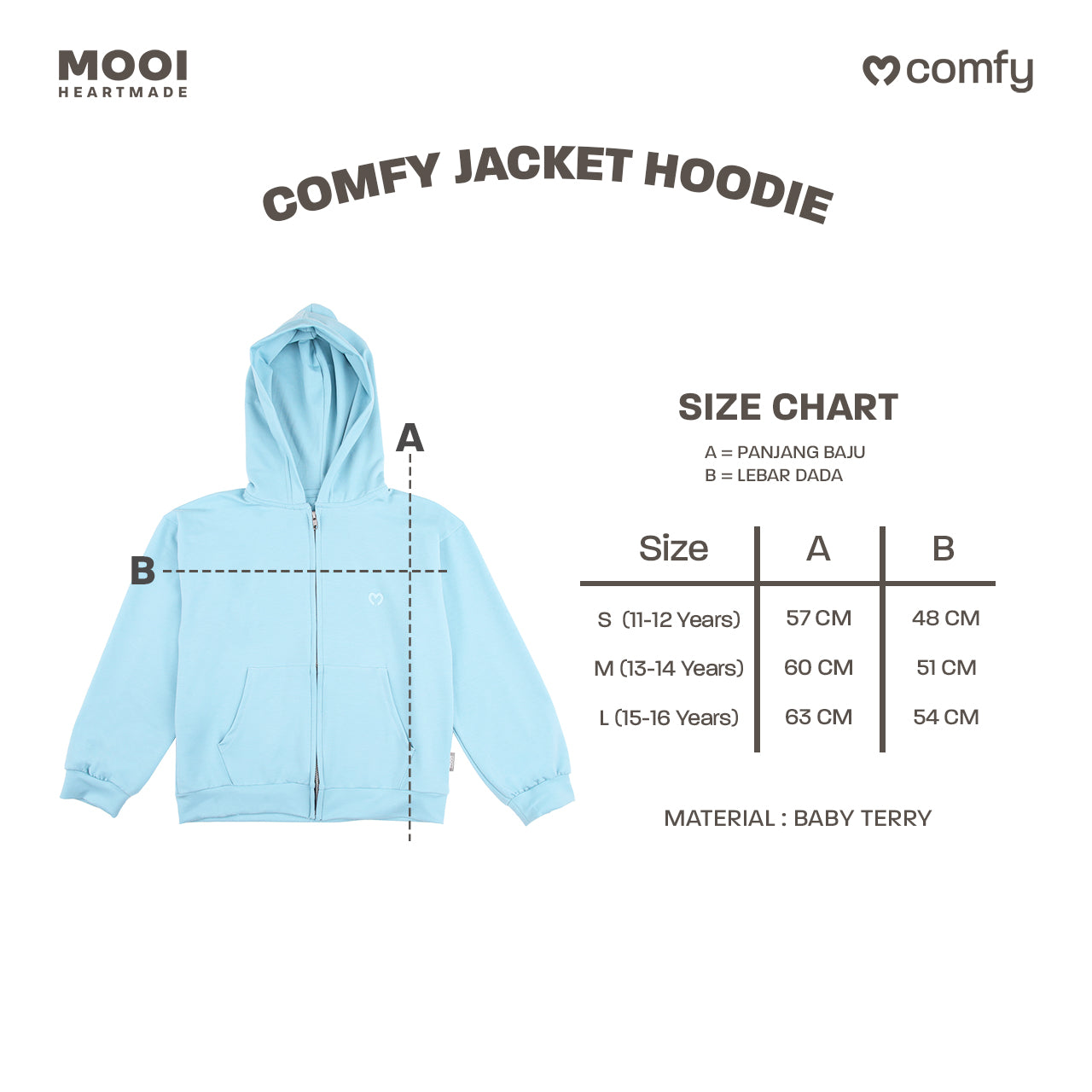 Mooi Comfy Teens Jacket Hoodie Lengan Panjang Teens