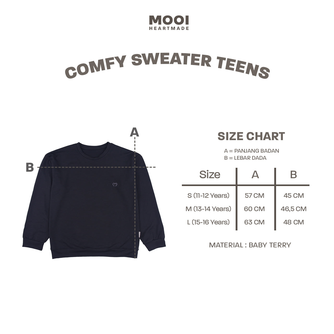 Mooi Comfy Teens Sweater Basic Atasan Lengan Panjang Teens