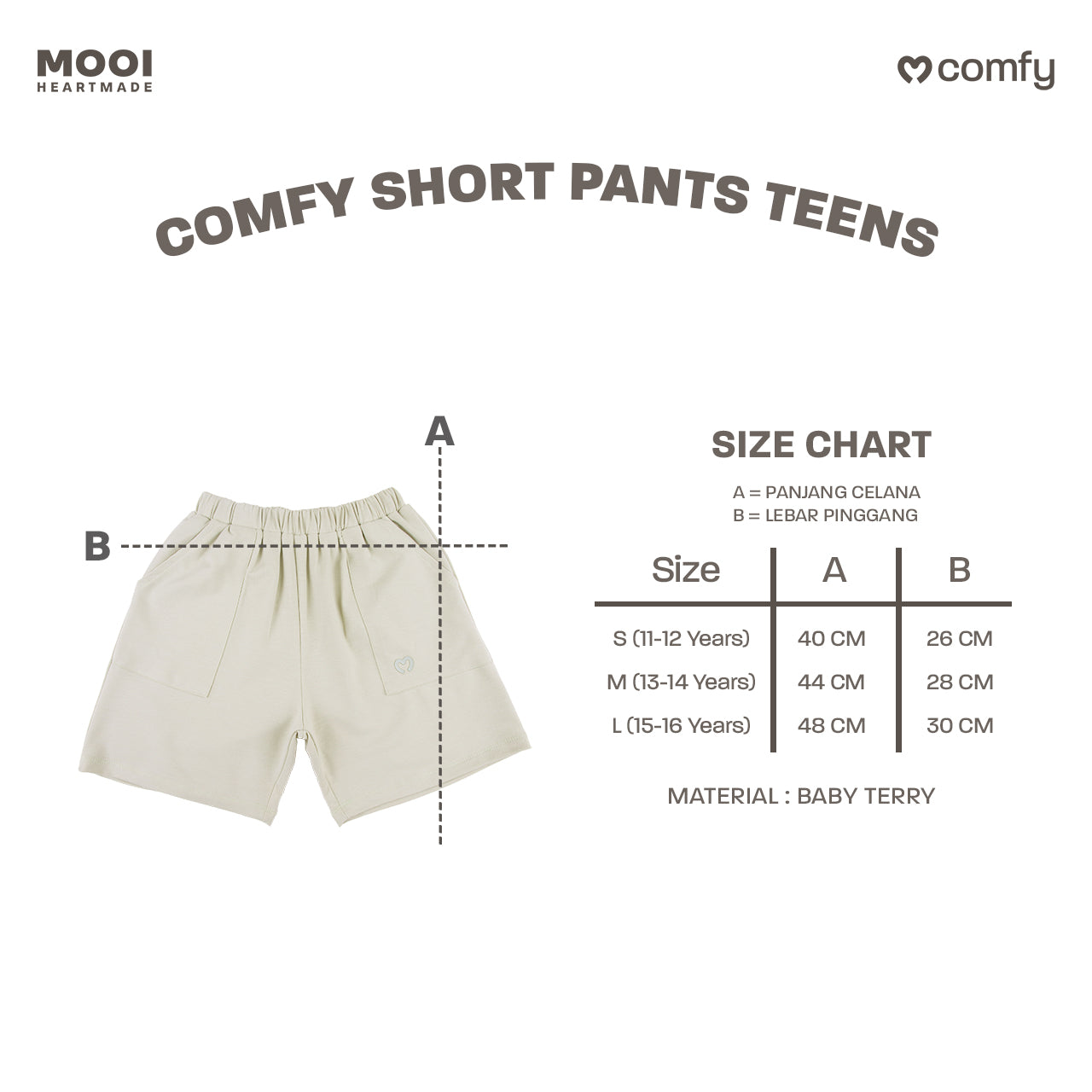 Mooi Comfy Teens Short Pants Celana Pendek Teens