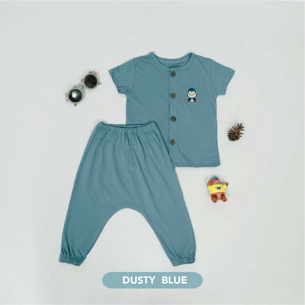 Mooi Setelan Piyama Bayi Button Pajamas