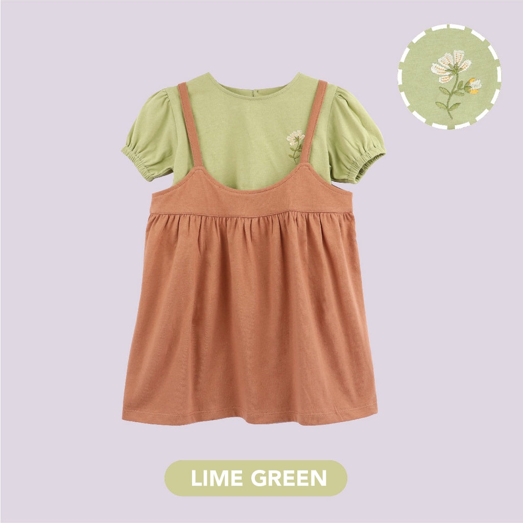 Mooi Dress Anak Perempuan Overall Dress Set