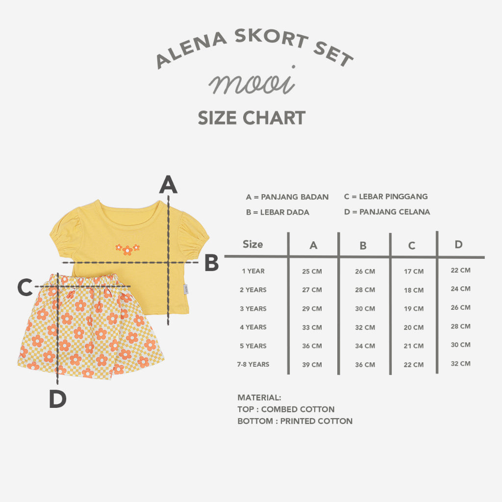 Mooi Setelan Anak Perempuan Alena Skort Set