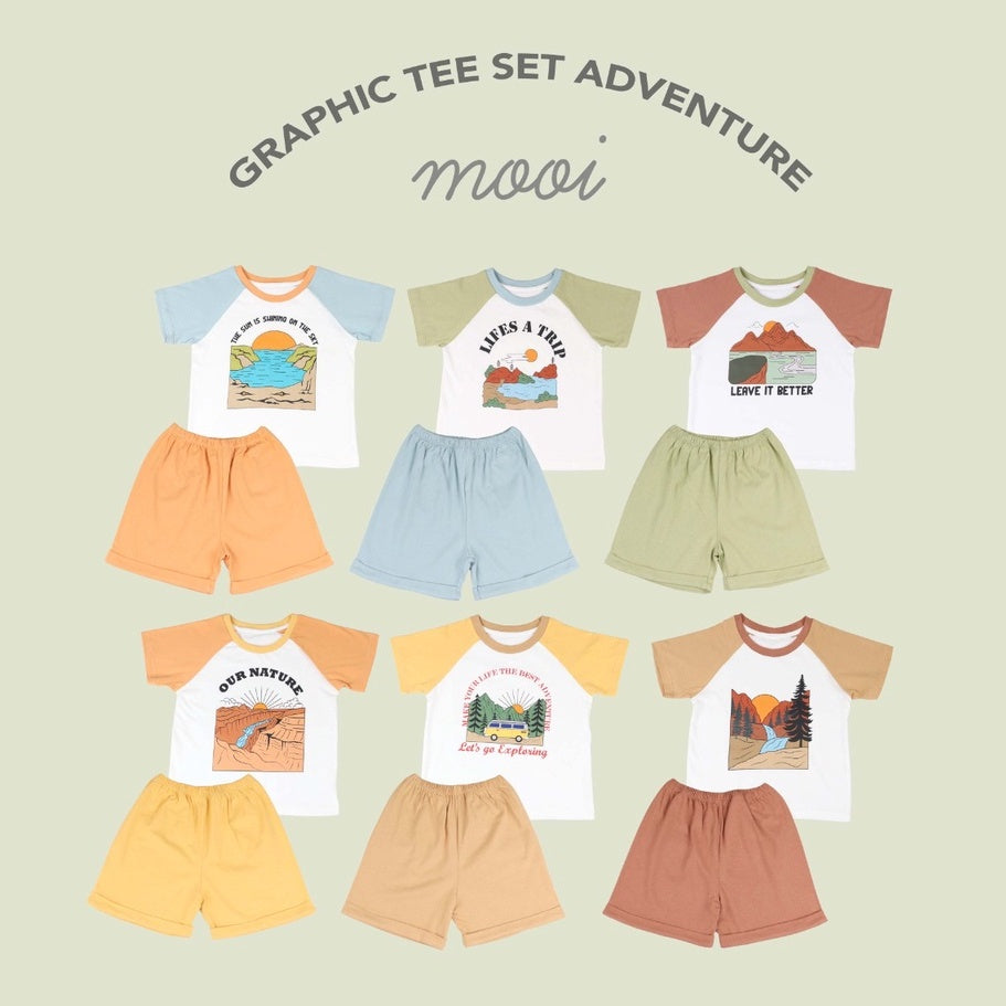 Mooi Setelan Anak Graphic Tee Set Adventure