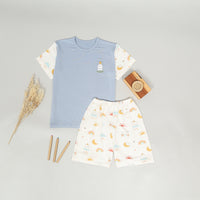 Mooi Setelan Anak Unisex Tencel Short Sleeve Mochi Set