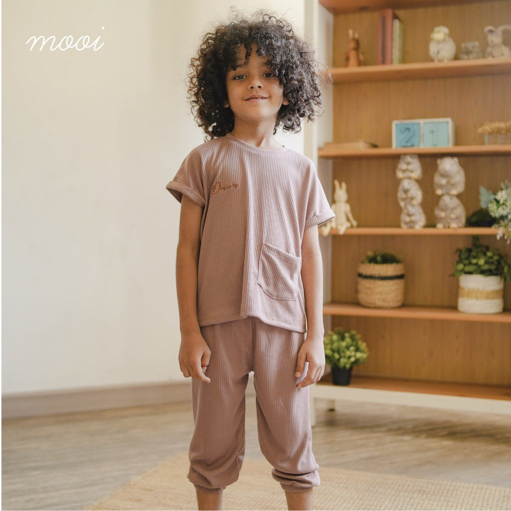 Mooi Setelan Anak Unisex Sheo Rib Set