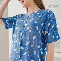 Mooi Piyama Dewasa Setelan Long Collar Set Mom