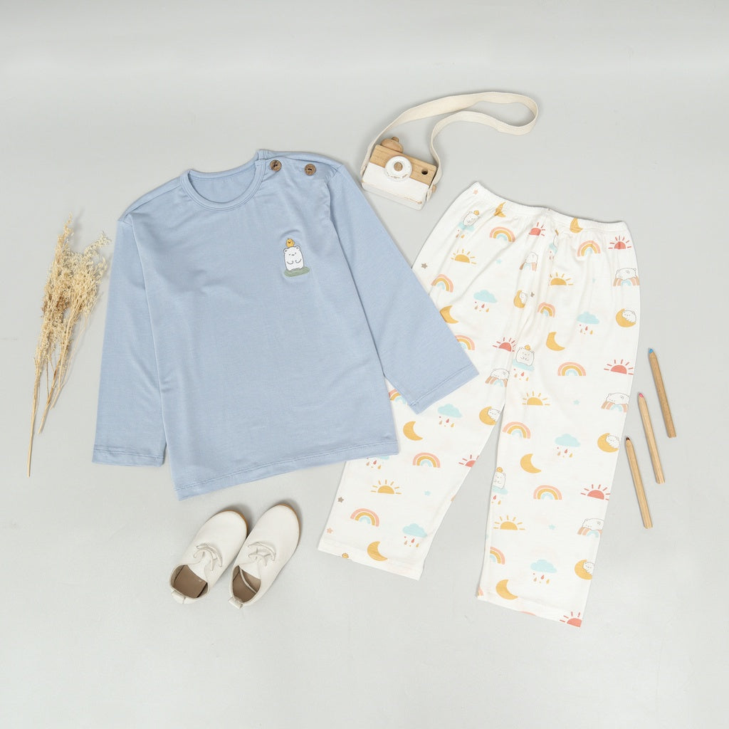 Mooi Baju Tidur Anak Piyama Anak Unisex Tencel Mochi Set