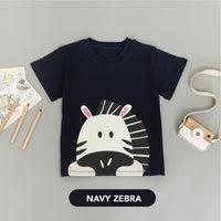 Mooi Kaos Anak Unisex Graphic Tee Navy Zebra