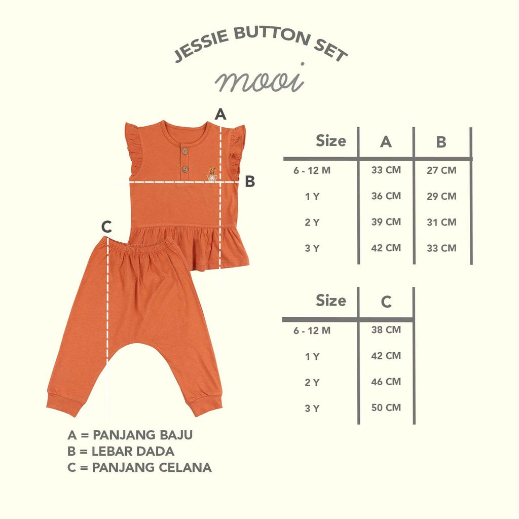 Mooi Setelan Bayi Jessie Button Ruffle Set