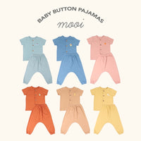Mooi Setelan Piyama Bayi Button Pajamas