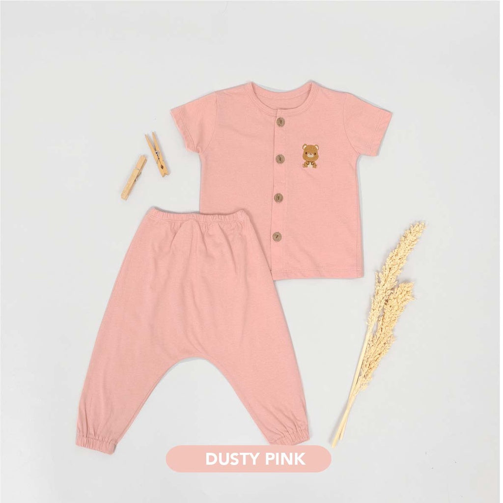 Mooi Setelan Piyama Bayi Button Pajamas