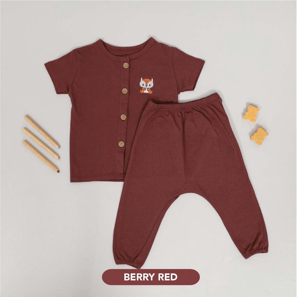 Mooi Setelan Piyama Bayi Button Pajamas