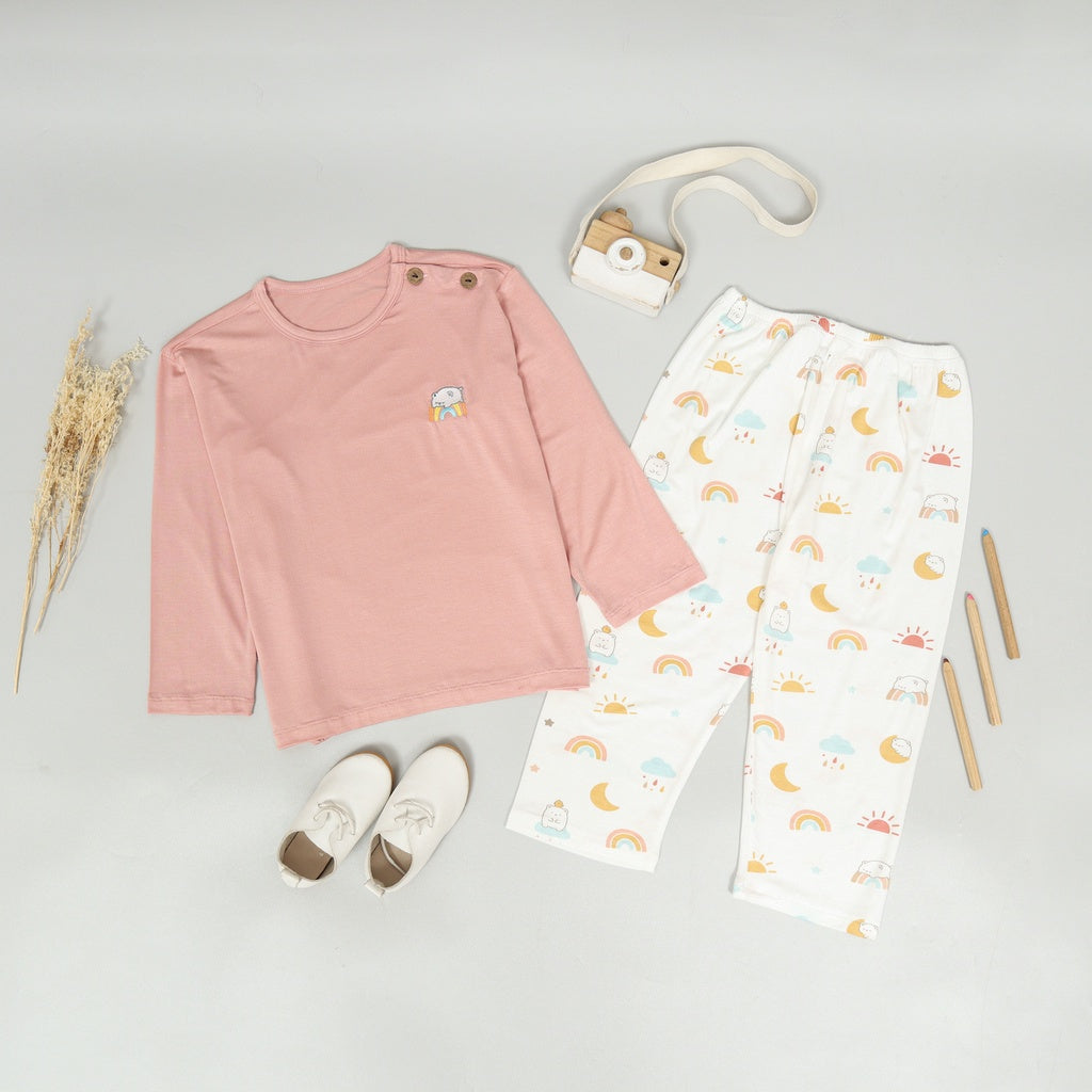 Mooi Baju Tidur Anak Piyama Anak Unisex Tencel Mochi Set